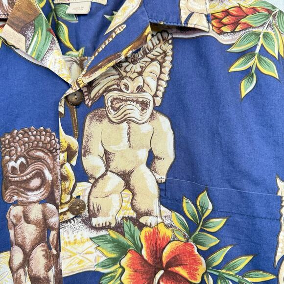 Hilo Hattie Vintage Hawaiian Shirt Button Down Tropical Small Tiki Luau Cotton - Picture 7 of 8
